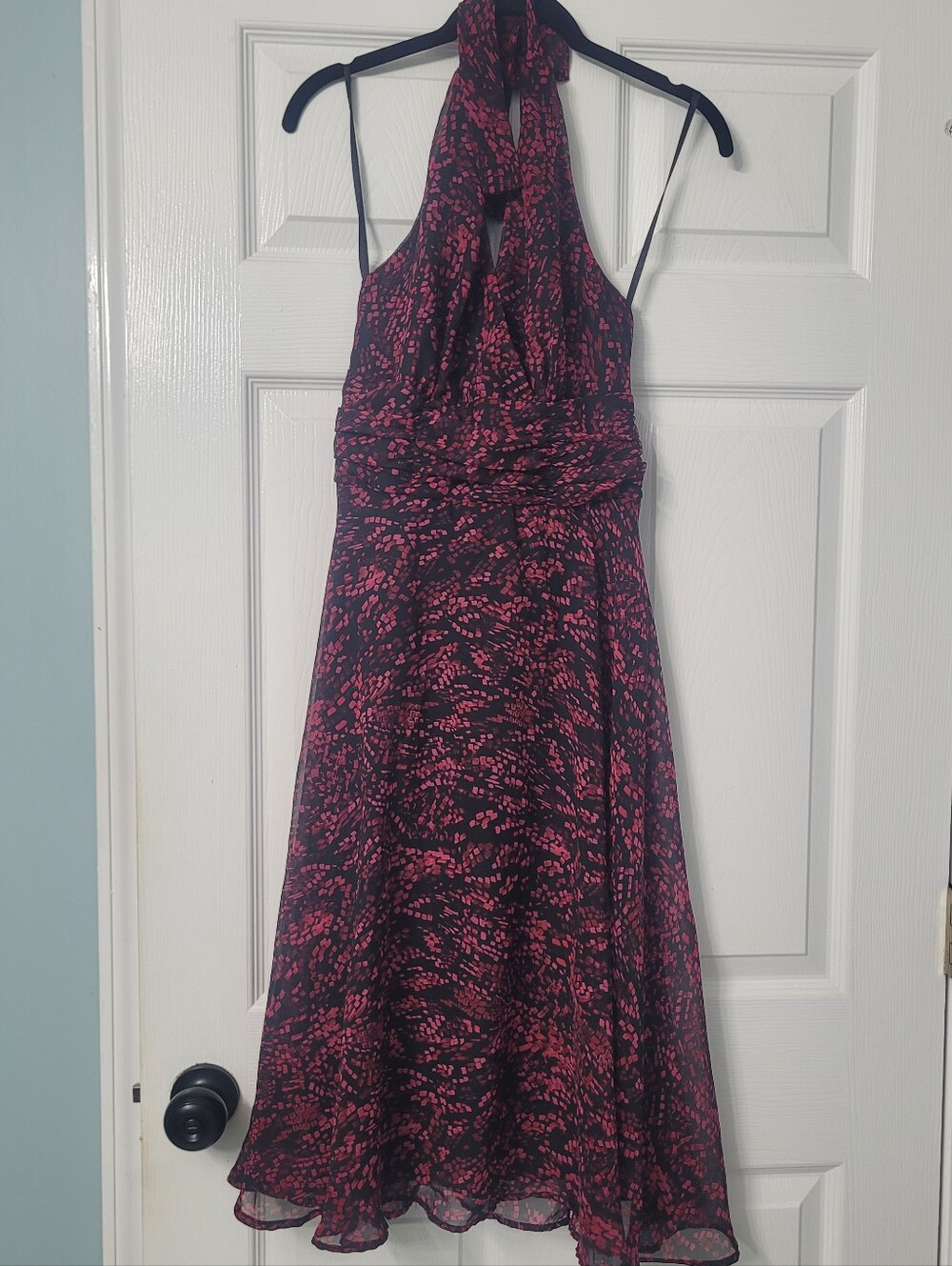 connected apparel Black and Red Halter Dress